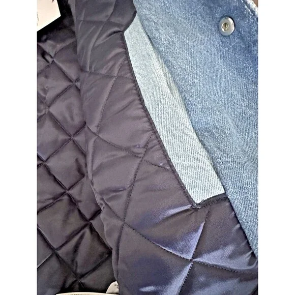 Tommy Jeans Women's Denim Snap-Front Cotton Letterman Jacket Blue Jean L - Picture 12 of 12